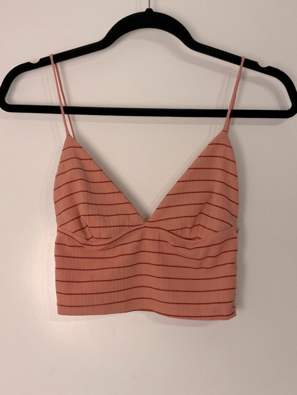 Zara Salmon striped crop top
